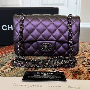 Chanel Classic Mini Rectangular Iridescent Purple Flap Bag